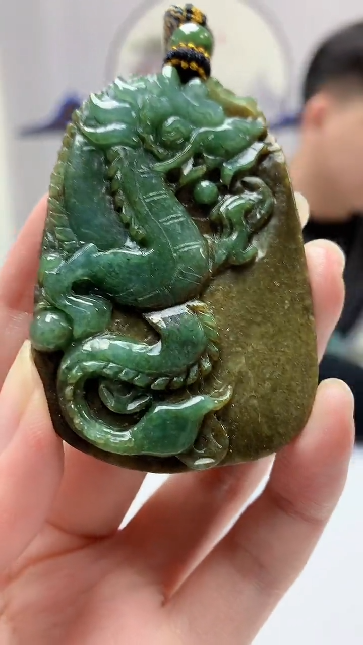 【闪购商品】定制翡翠未镶嵌4917zm-毛货挂件龙牌172