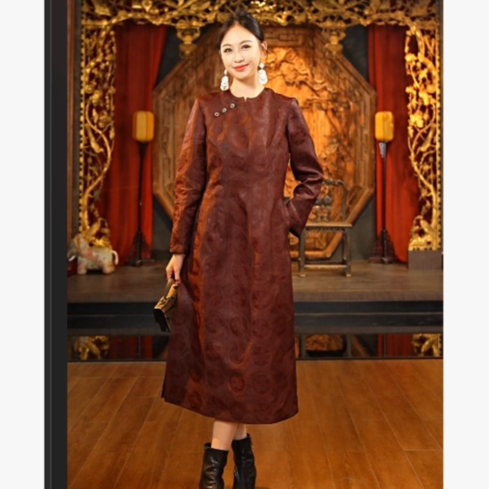 【万象有衣】玄虎-双十一香云纱花萝气质旗袍裙-8895