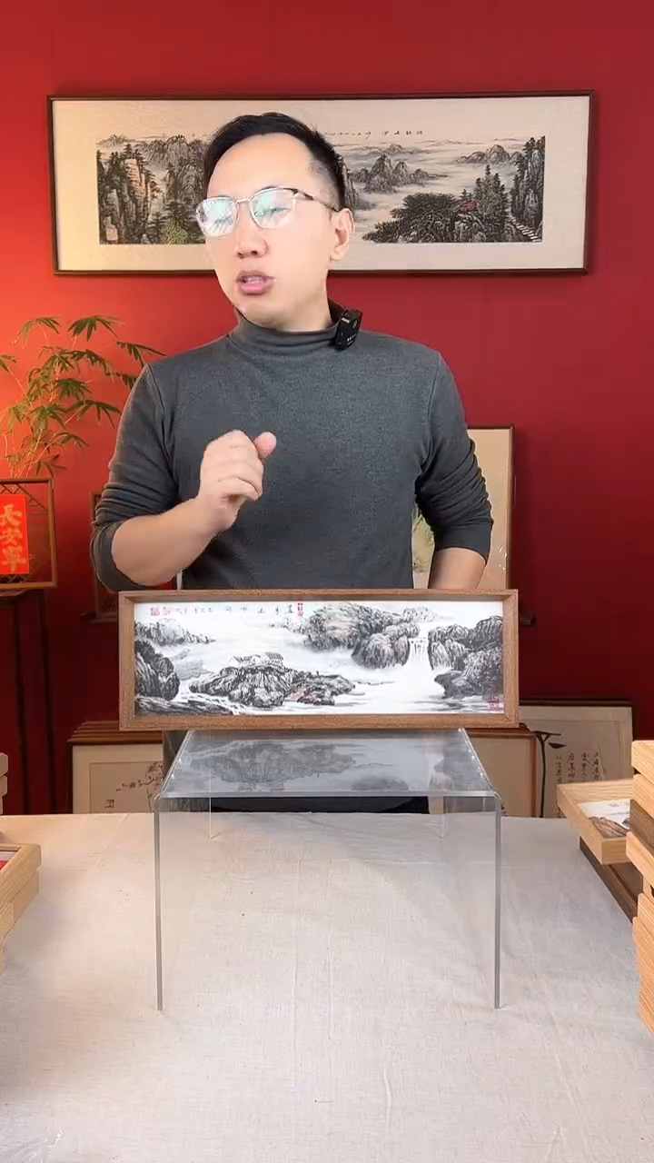 【闪购商品】国画置身山水间15*42厘米纯手绘国画摆台