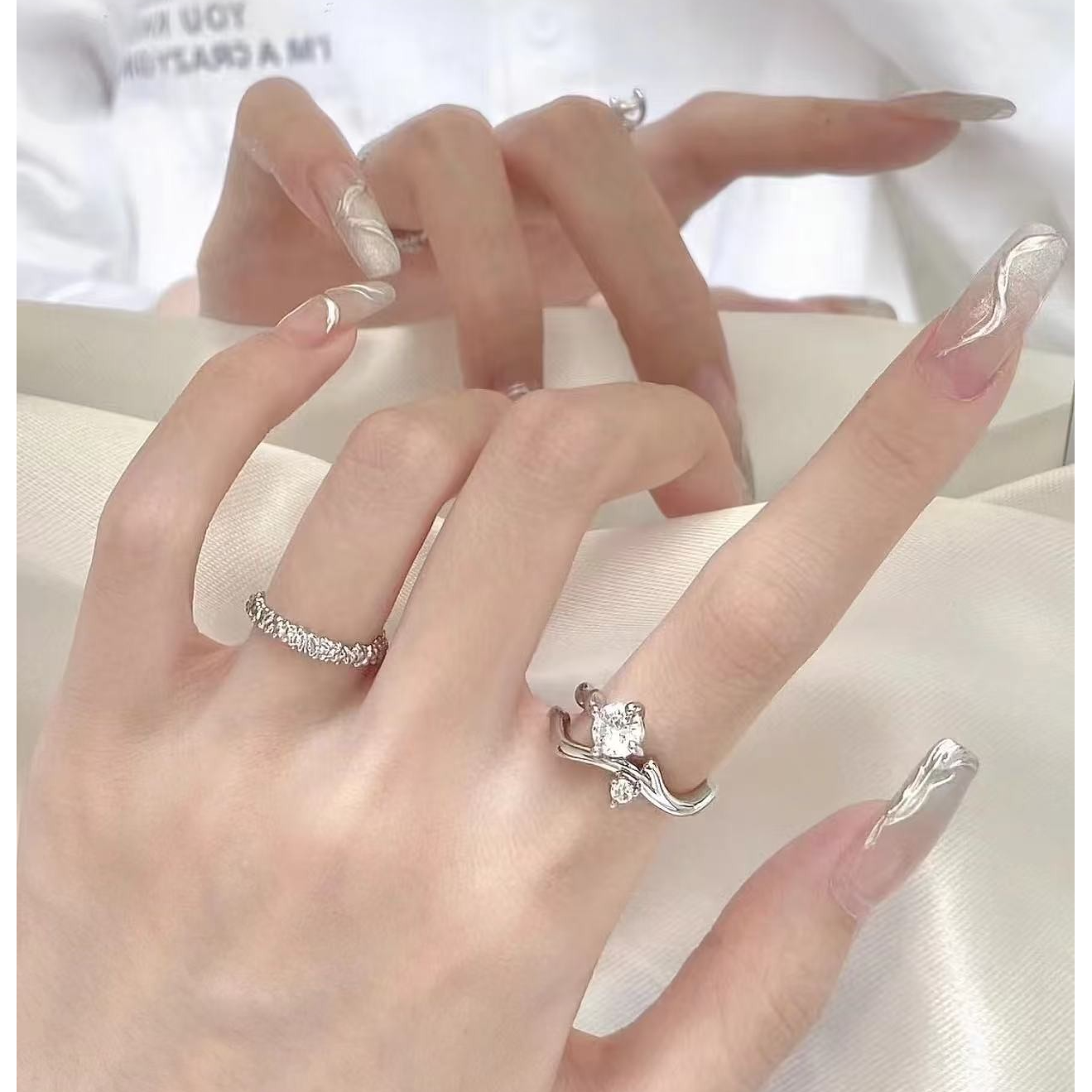 【拆6选5】钛钢锆石琉璃戒指女戒礼物diy饰品