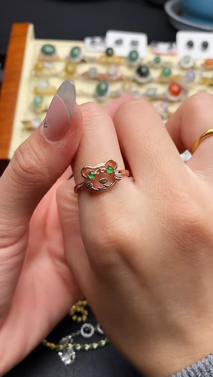 【闪购商品】翡翠戒指银S925镶嵌333333333+1