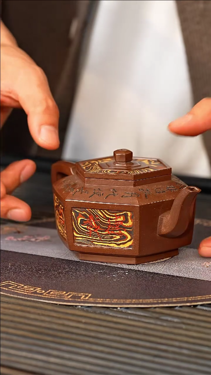 【闪购商品】紫砂茶壶JLQ 绞泥 六方雪华