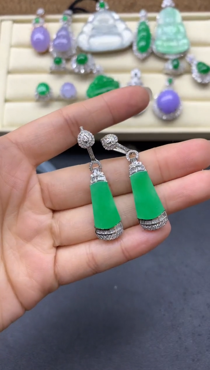 【闪购商品】翡翠耳饰18K金镶嵌656-中国好珍宝