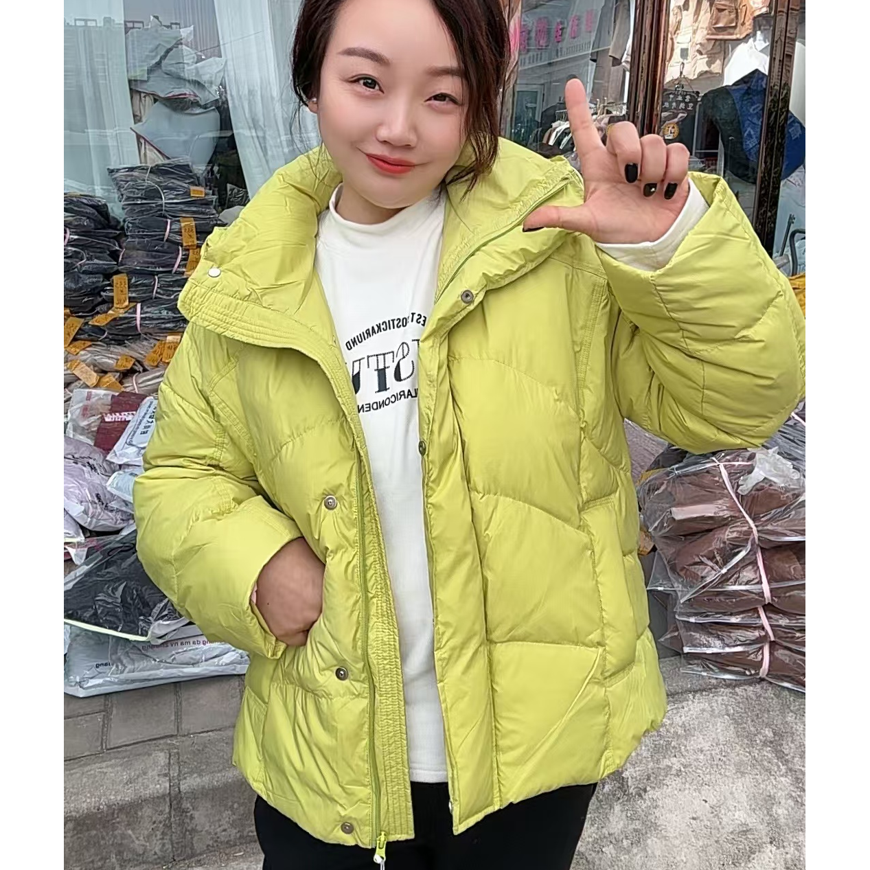 【楠楠家】简约翻边袖轻薄羽羽1803