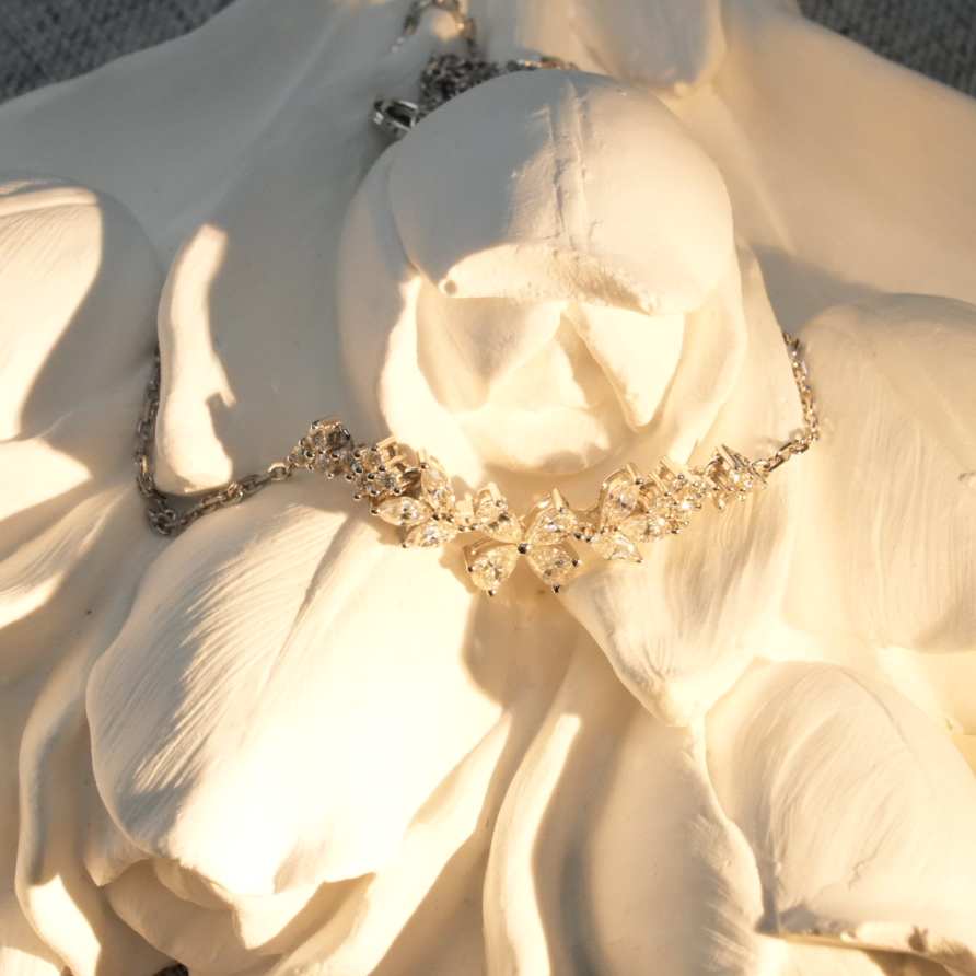 吊坠925银莫桑石 紫藤萝莫桑石奢华项链