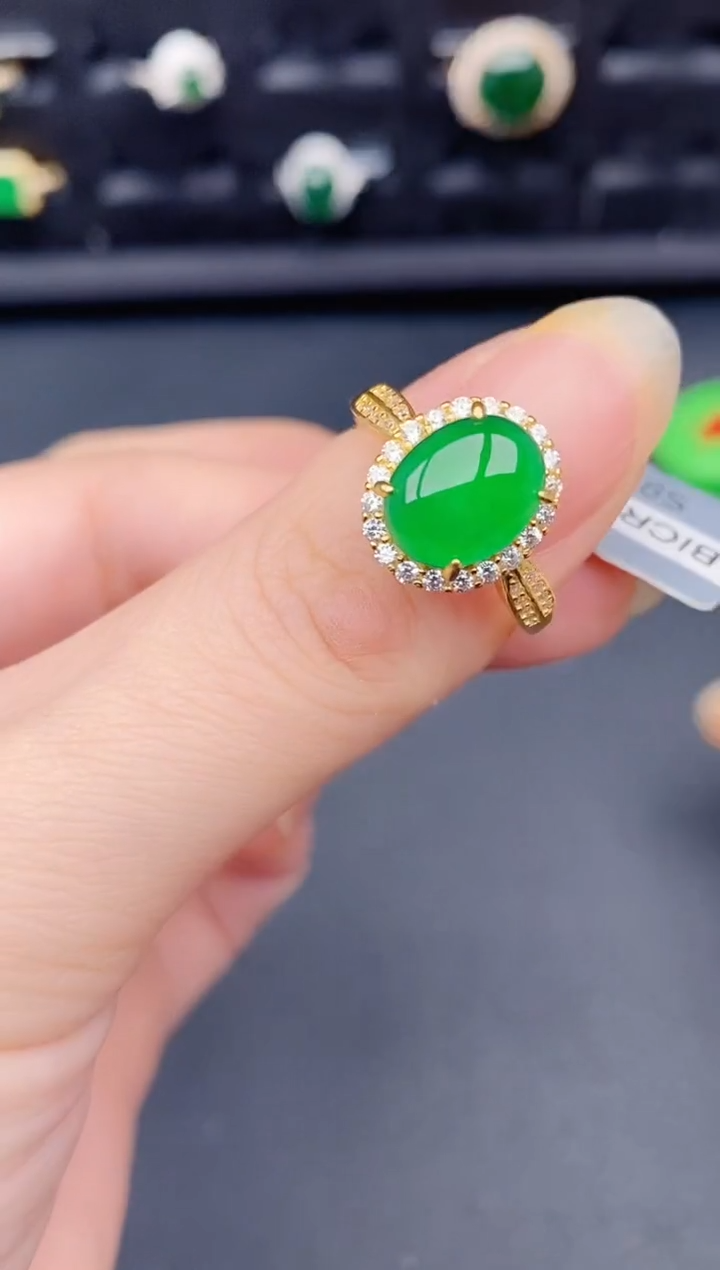 银S925镶嵌戒指翡翠天然a货翡翠269