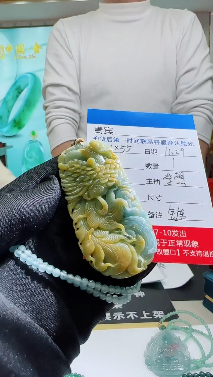 未镶嵌定制翡翠LX55翡翠吊坠赠珠链-多样性发其一