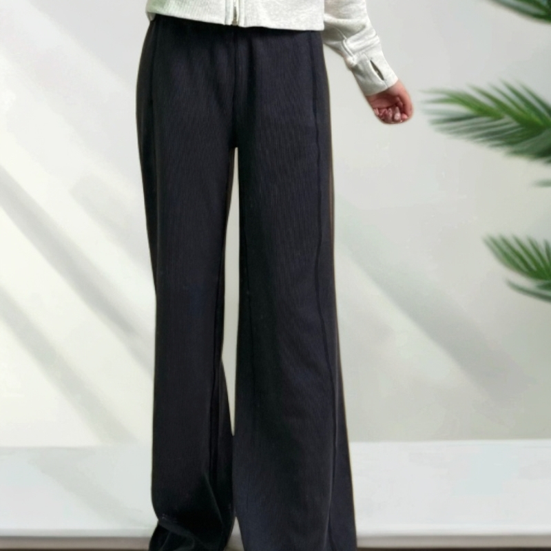 螺纹阔腿裤休闲直筒长裤时尚女裤一毛毛一样样