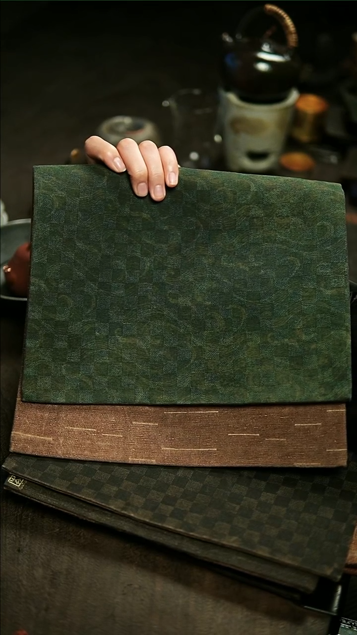 【闪购商品】绢丝香云纱绿色茶席