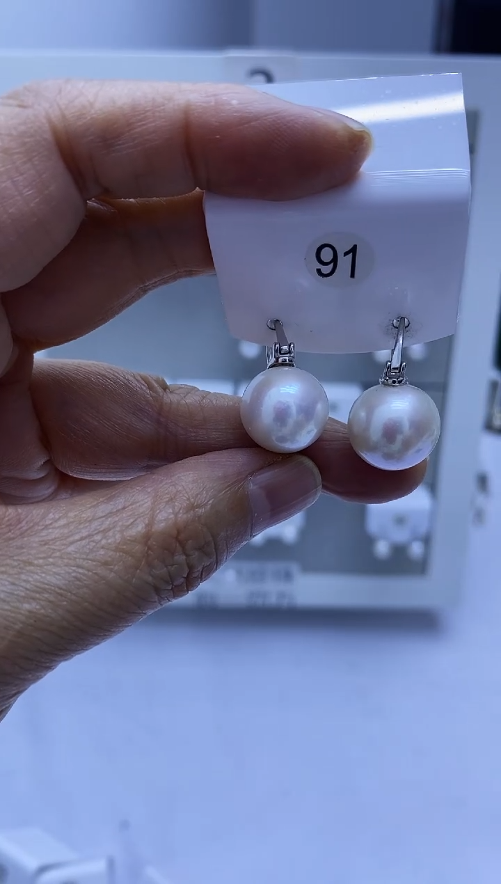 银S925镶嵌耳饰淡水珍珠91