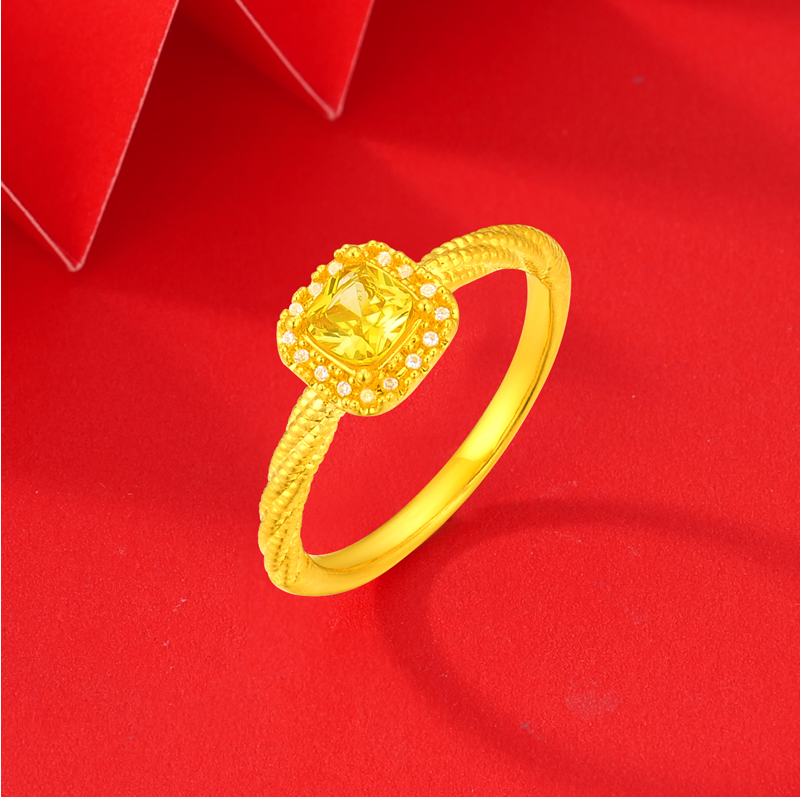 【思思专享】足金999投资金 0.7 小方糖戒 AP 91002 纳金添喜 