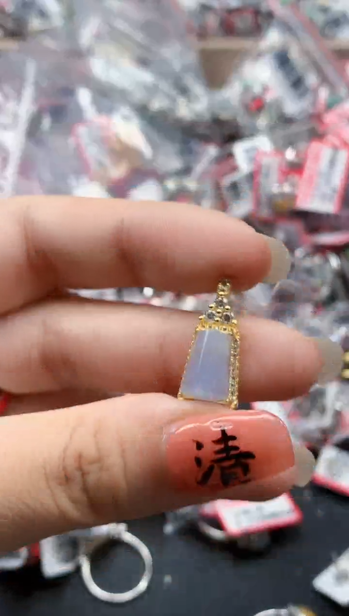 银S925镶嵌戒指翡翠天然A货缅甸翡翠