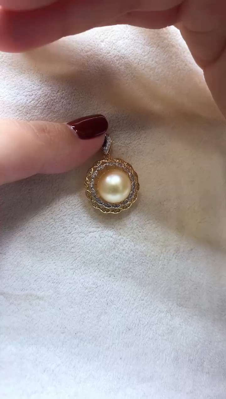 【闪购商品】海水珍珠吊坠银S925镶嵌金珠吊坠