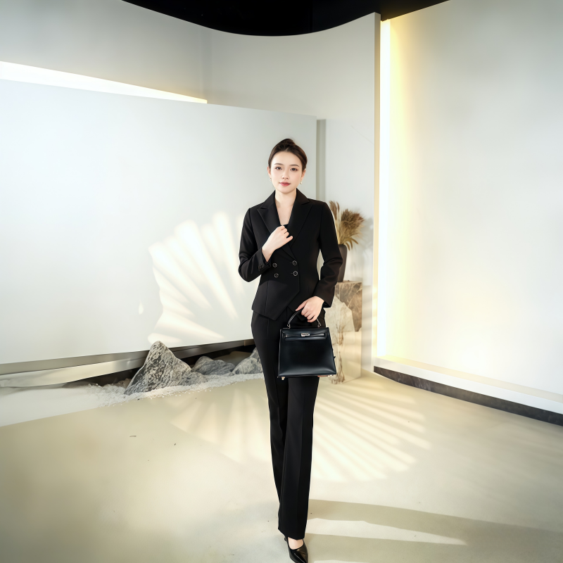 黑色职业西装套装女气质酒店前台接待珠宝店美容院高端工作服工装