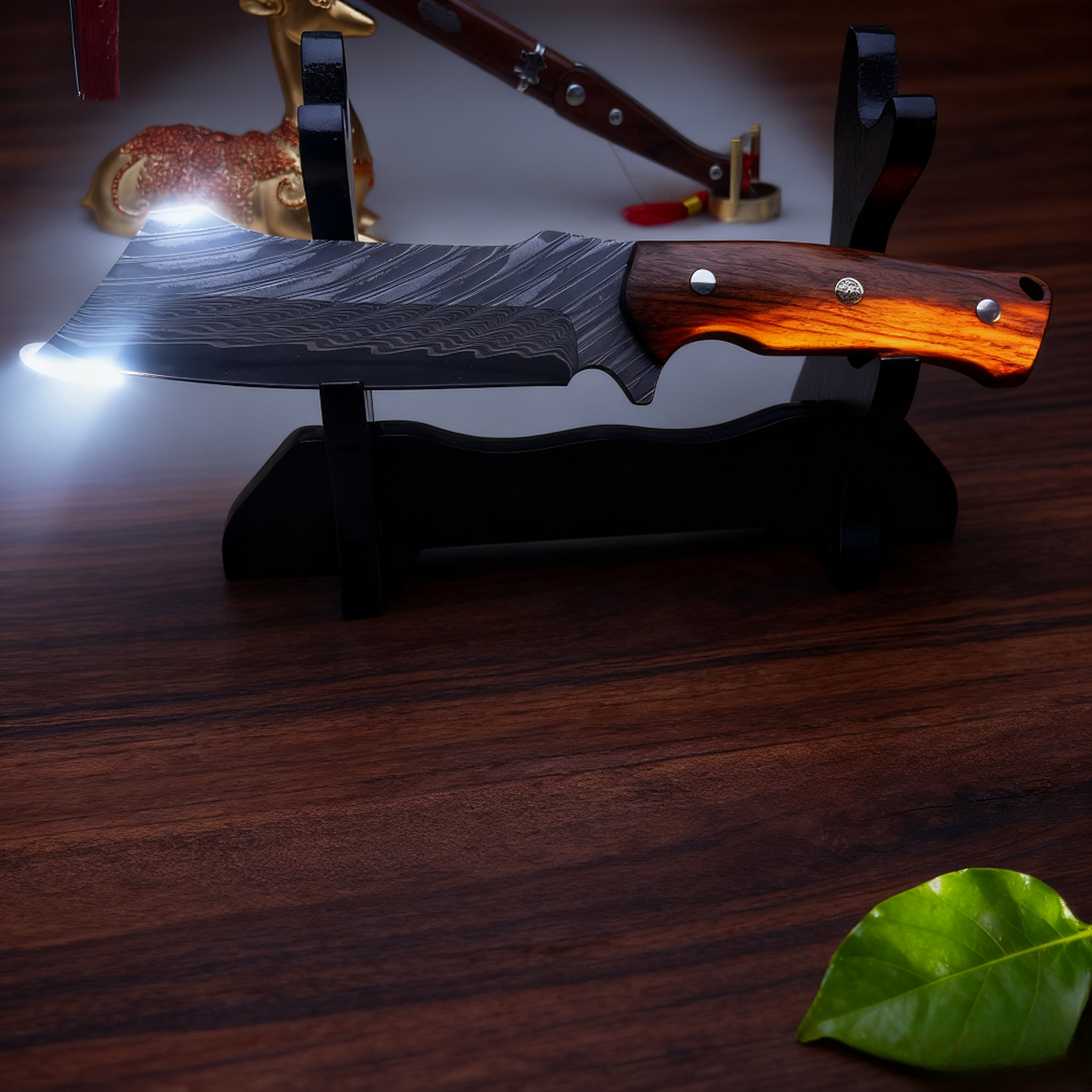 （46号款）成品67层夹钢大马士革钢黑檀木收藏级别户外露营水果小刀