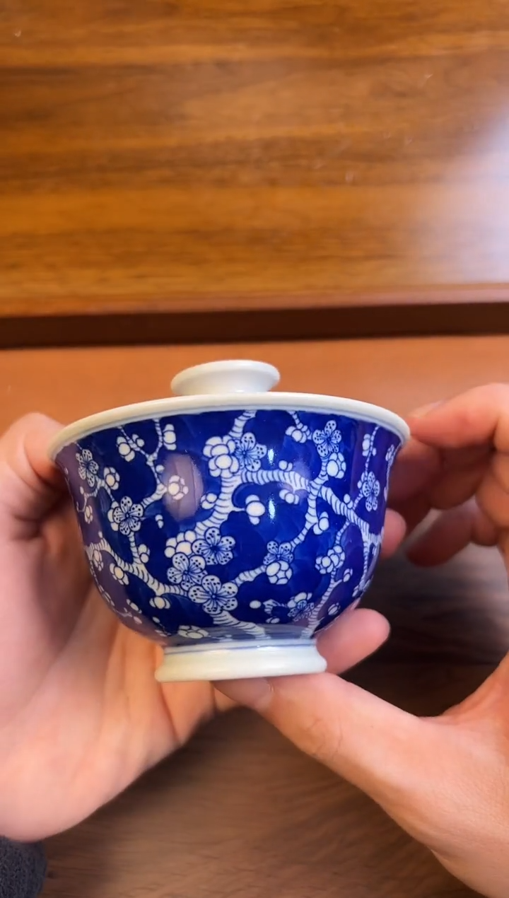 问青坊柴窑冰梅盖碗