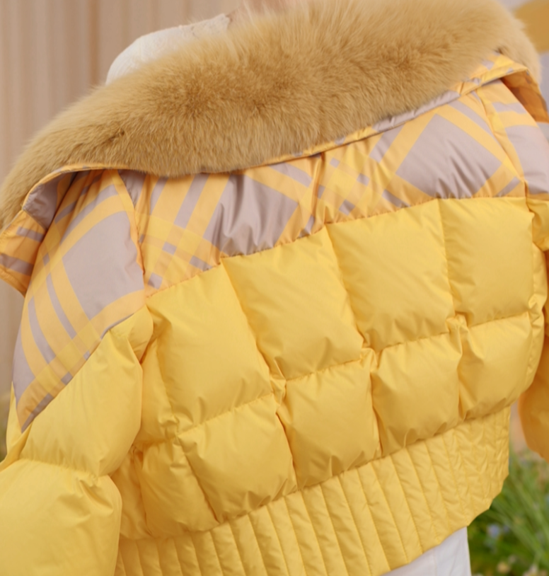 【MM】新款时尚显瘦设计感百搭保暖鹅黄色羽绒服外套