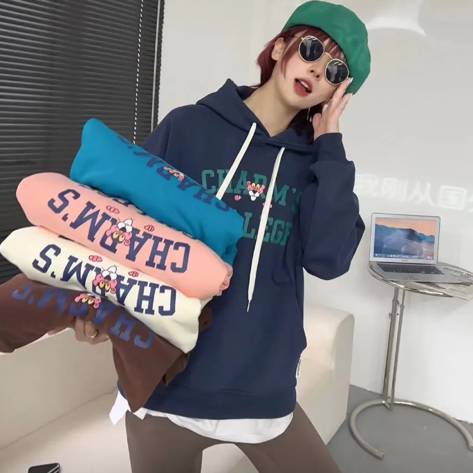 k-2春秋新款韩国字母印花连帽卫衣女卫衣女D-7 5116衣长65胸围118