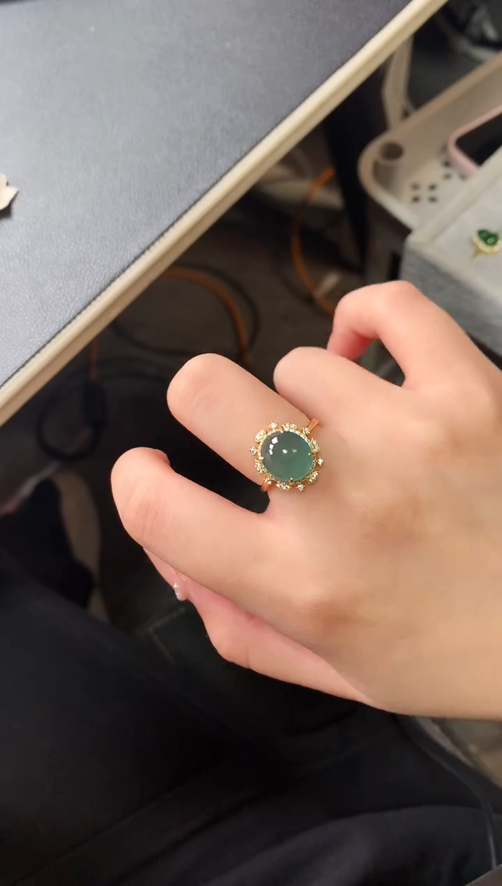 【闪购商品】翡翠戒指银S925镶嵌52141