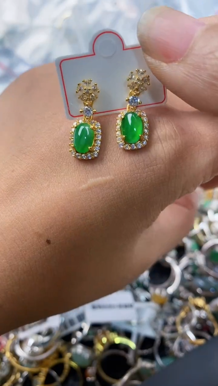 银S925镶嵌戒指翡翠888---9