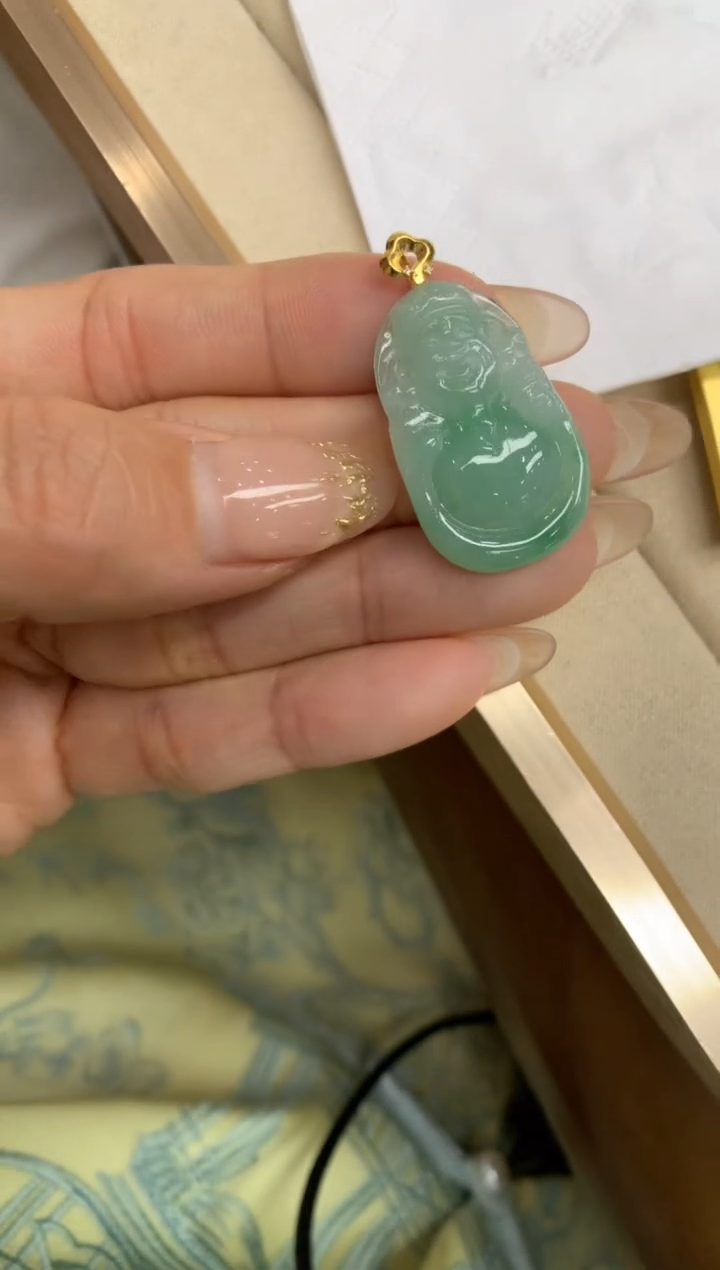 【闪购商品】翡翠颈饰18K金镶嵌财神