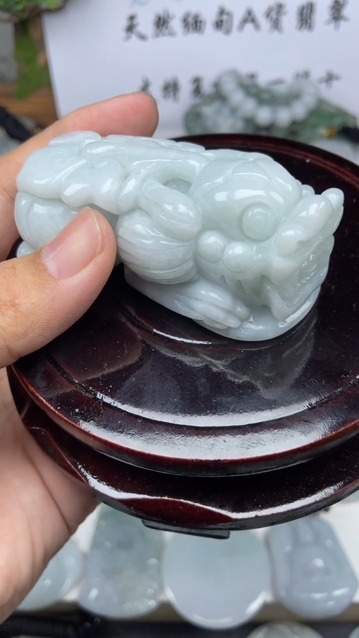 翡翠未镶嵌颈饰貔貅手把