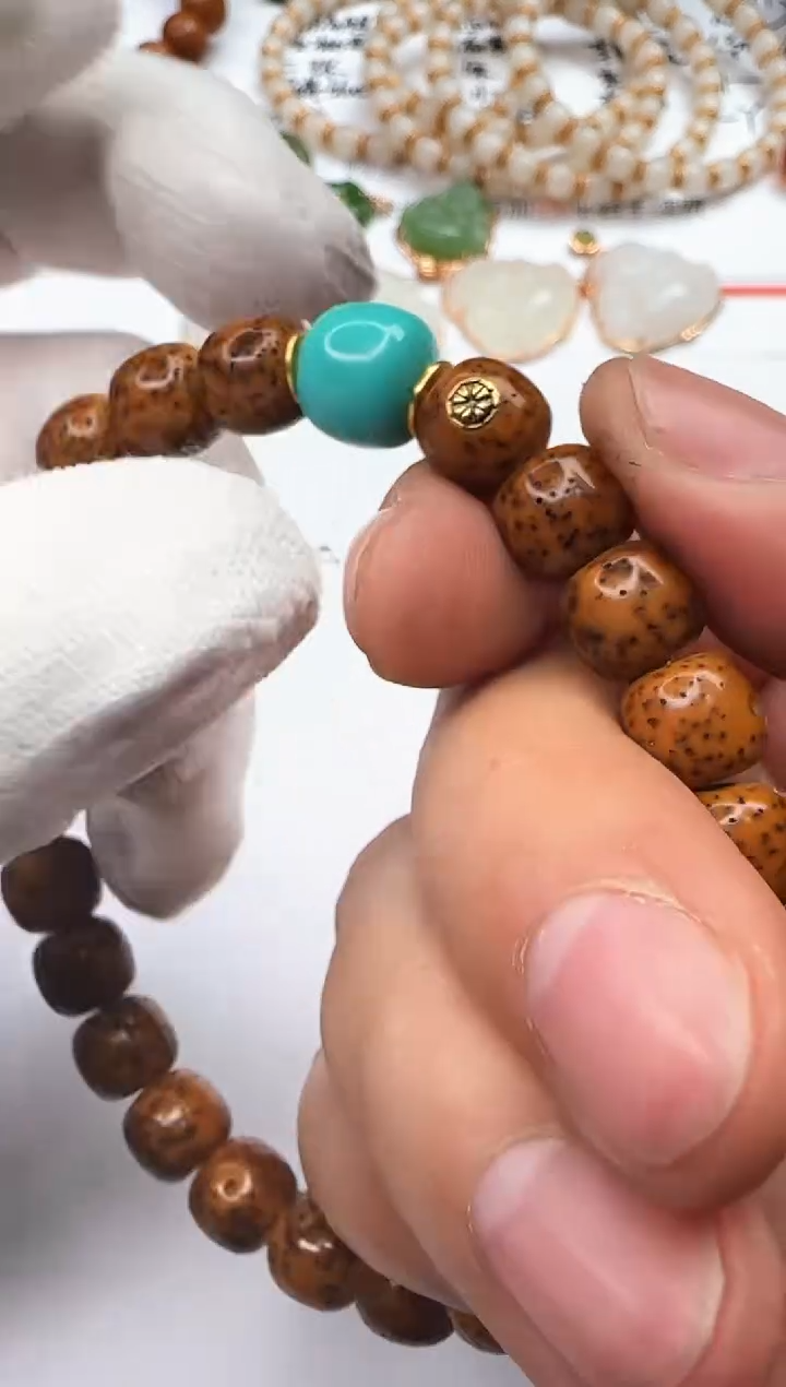 【闪购商品】菩提手串足金镶嵌星月菩提 手串