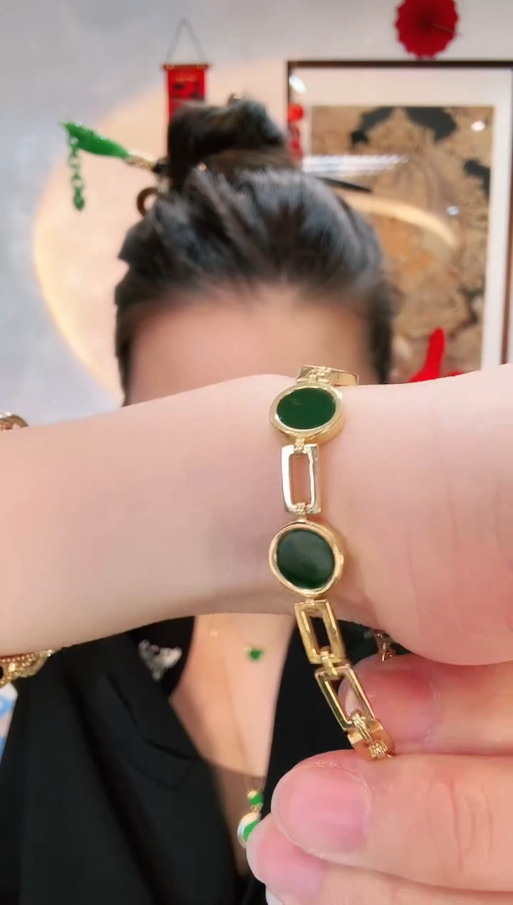 【闪购商品】翡翠手链银S925镶嵌手饰