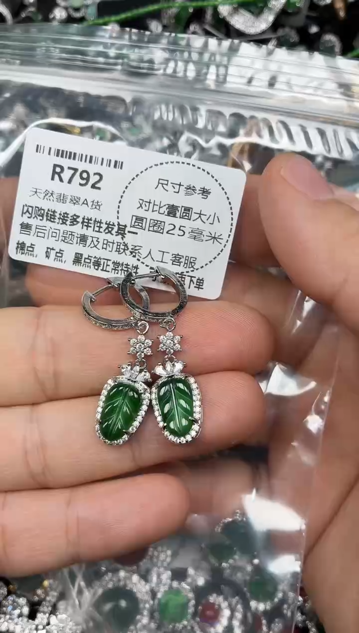 颈饰未镶嵌翡翠R792耳扣