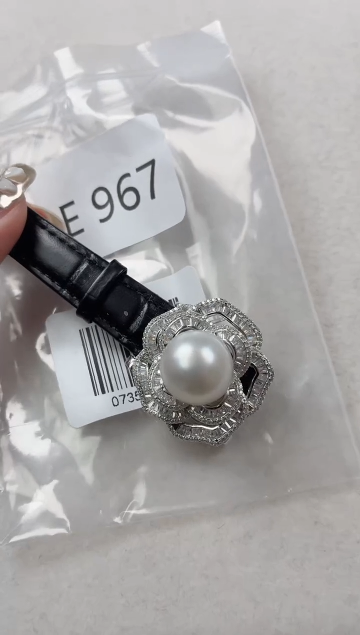 银S925镶嵌手表海水珍珠E967