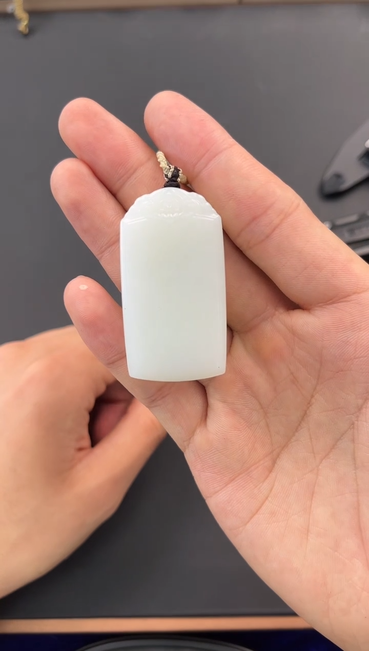 未镶嵌手串和田玉且末天泰白玉无事牌微色差