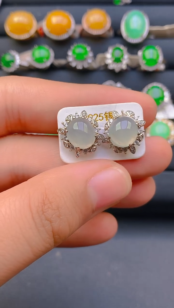 【闪购商品】翡翠戒指银S925镶嵌天然A货翡翠1