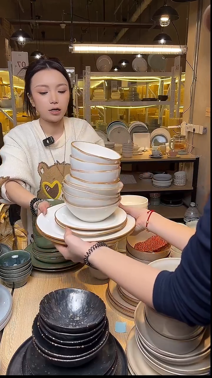 瓷212（十二件套）外贸尾货窑变釉下彩默外微瑕