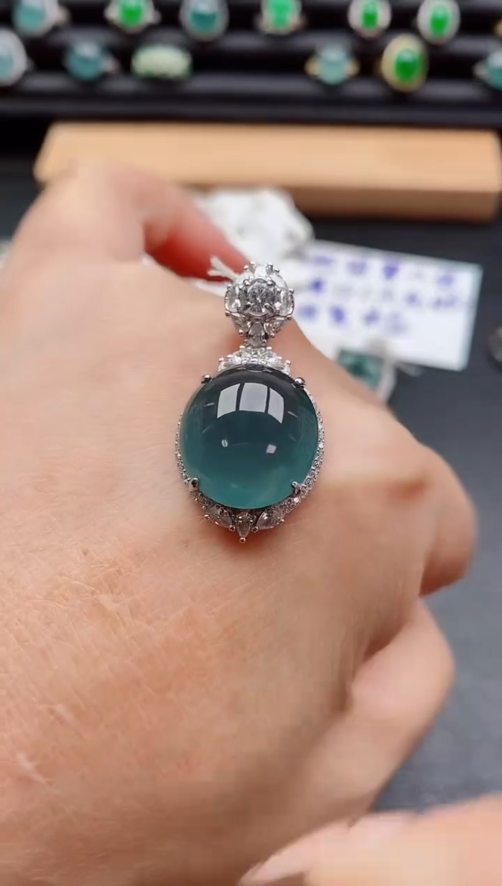 吊坠(赠链)银S925镶嵌翡翠1