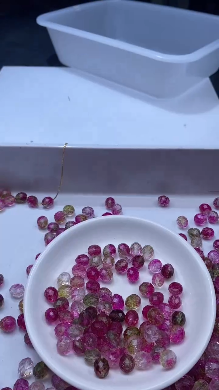 颈饰未镶嵌水晶W3274西瓜碧玺切面米珠9MM*10颗