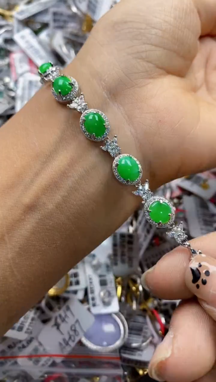 银S925镶嵌戒指翡翠666   6