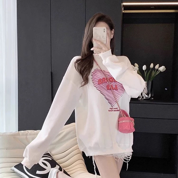 麦卡卡400-499圆领卫衣女2025新款秋冬季洋气减龄宽松休闲韩版