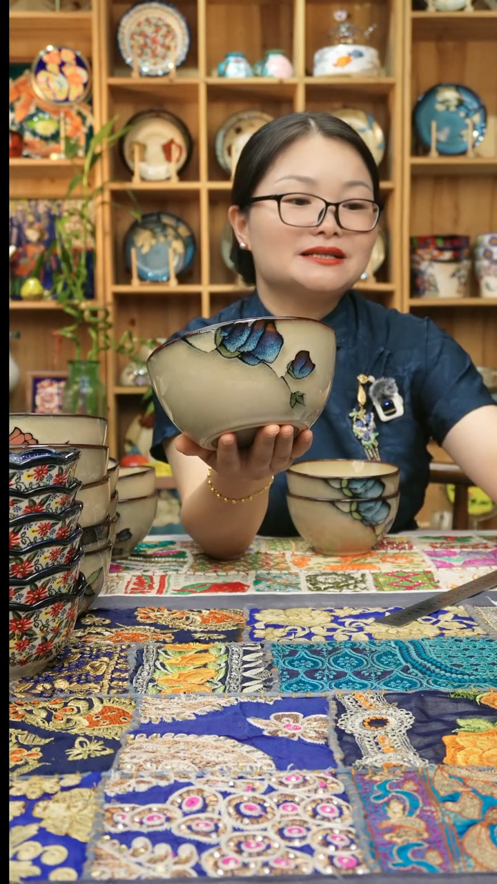 瓷片小可高温陶瓷餐具面碗2只