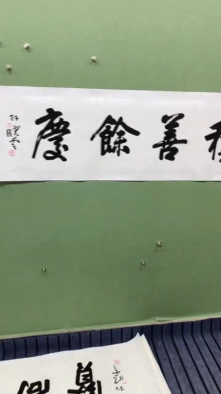 横款精品四尺对开书法，积善