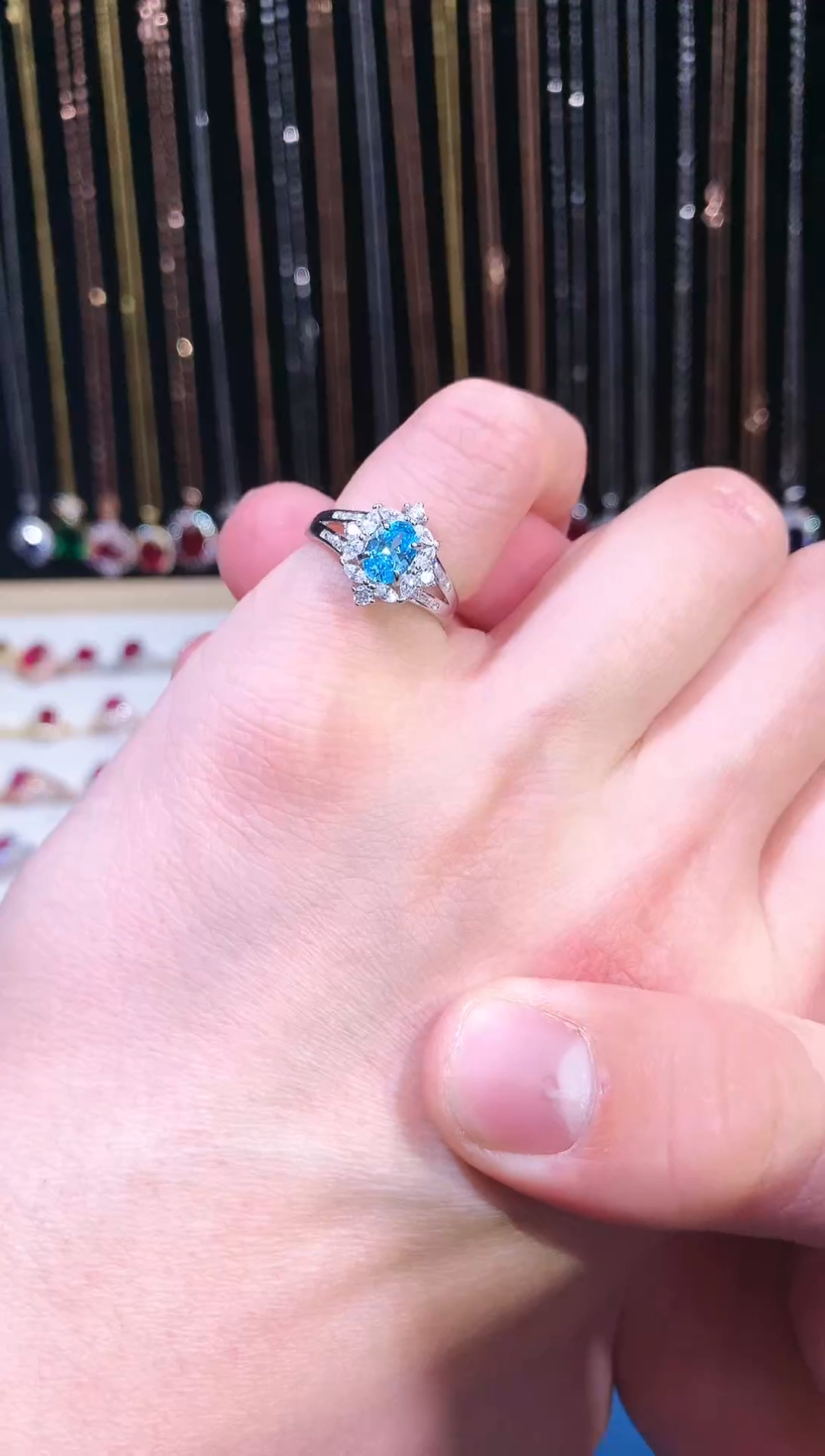 【闪购商品】海蓝宝石戒圈银S925镶嵌11111