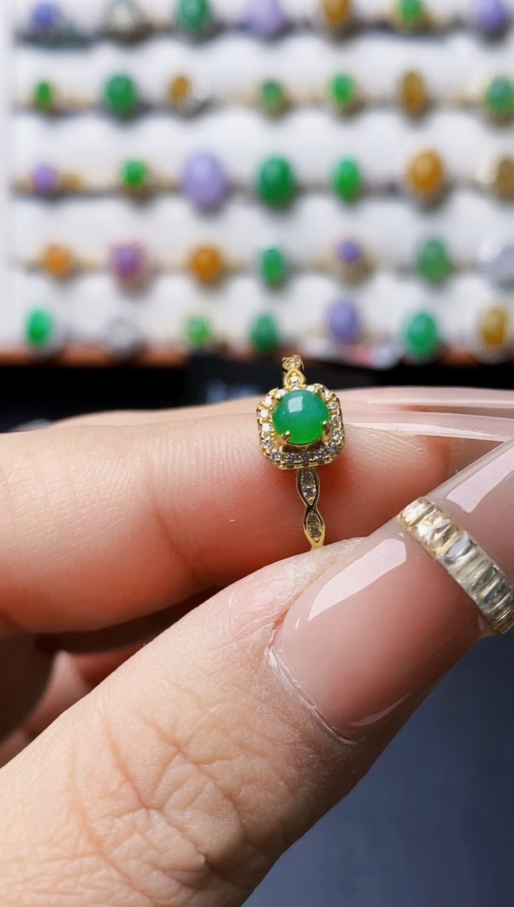 银S925镶嵌戒指翡翠5561