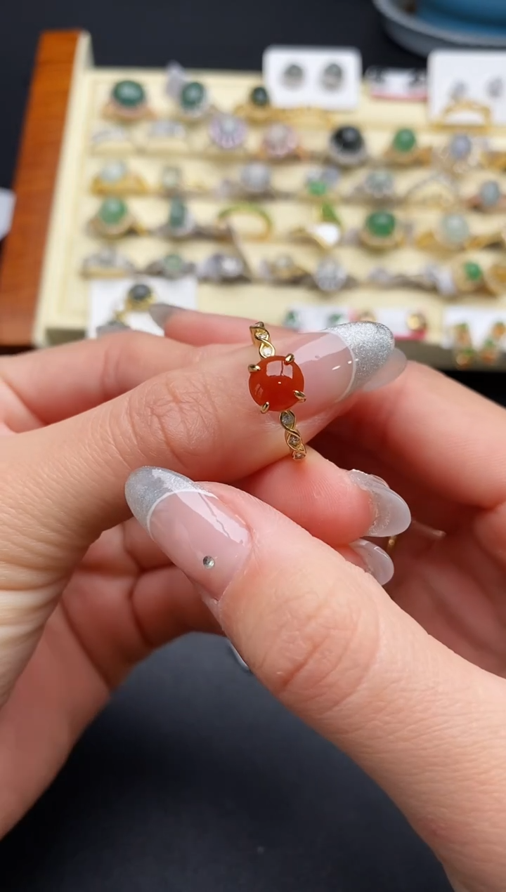 【闪购商品】翡翠戒指银S925镶嵌222222222+4