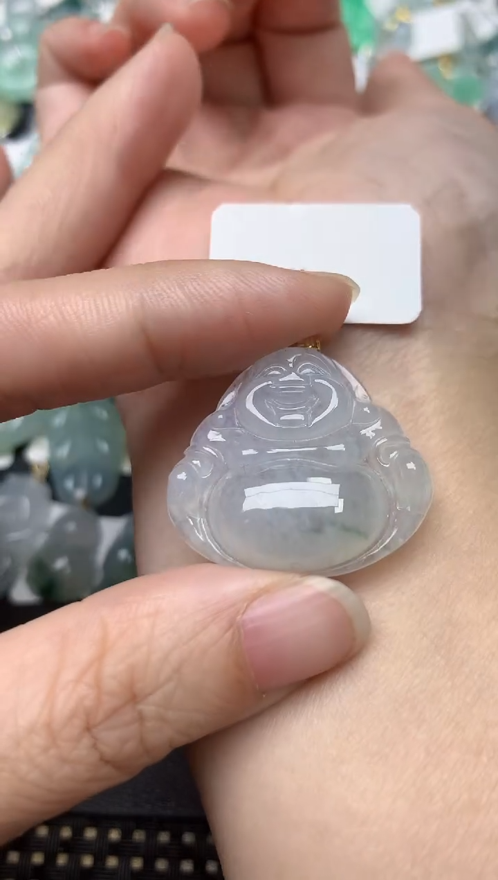 颈饰18K金镶嵌翡翠天然缅甸A货翡翠