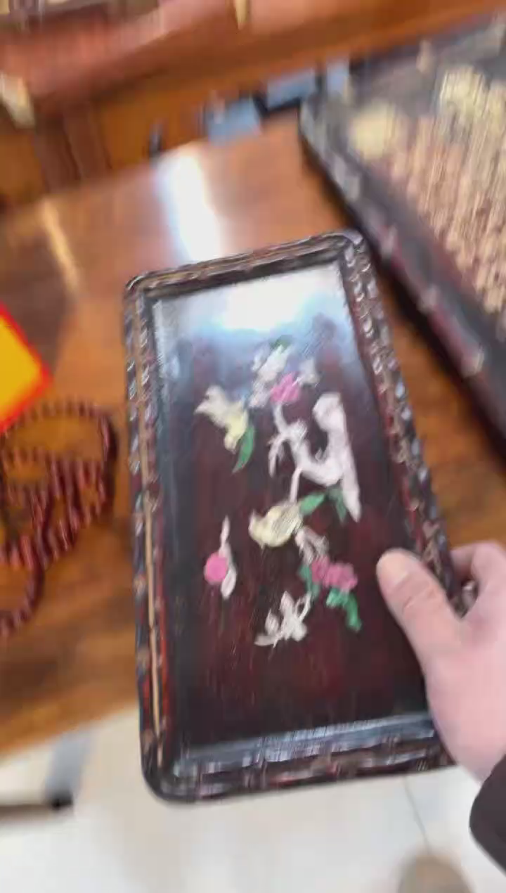 【闪购商品】木紫檀彩贝窄茶盘