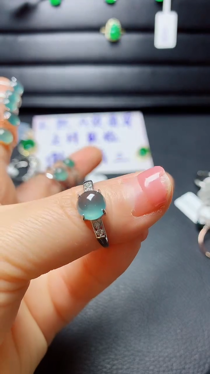 银S925镶嵌戒指翡翠天然翡翠A货s925银镶