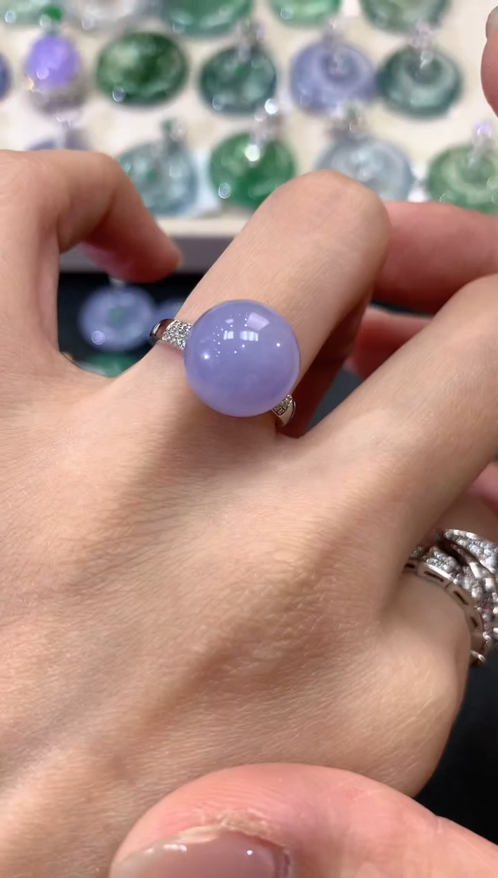 【闪购商品】翡翠戒指18K金镶嵌a21多样性一件发紫货有色差