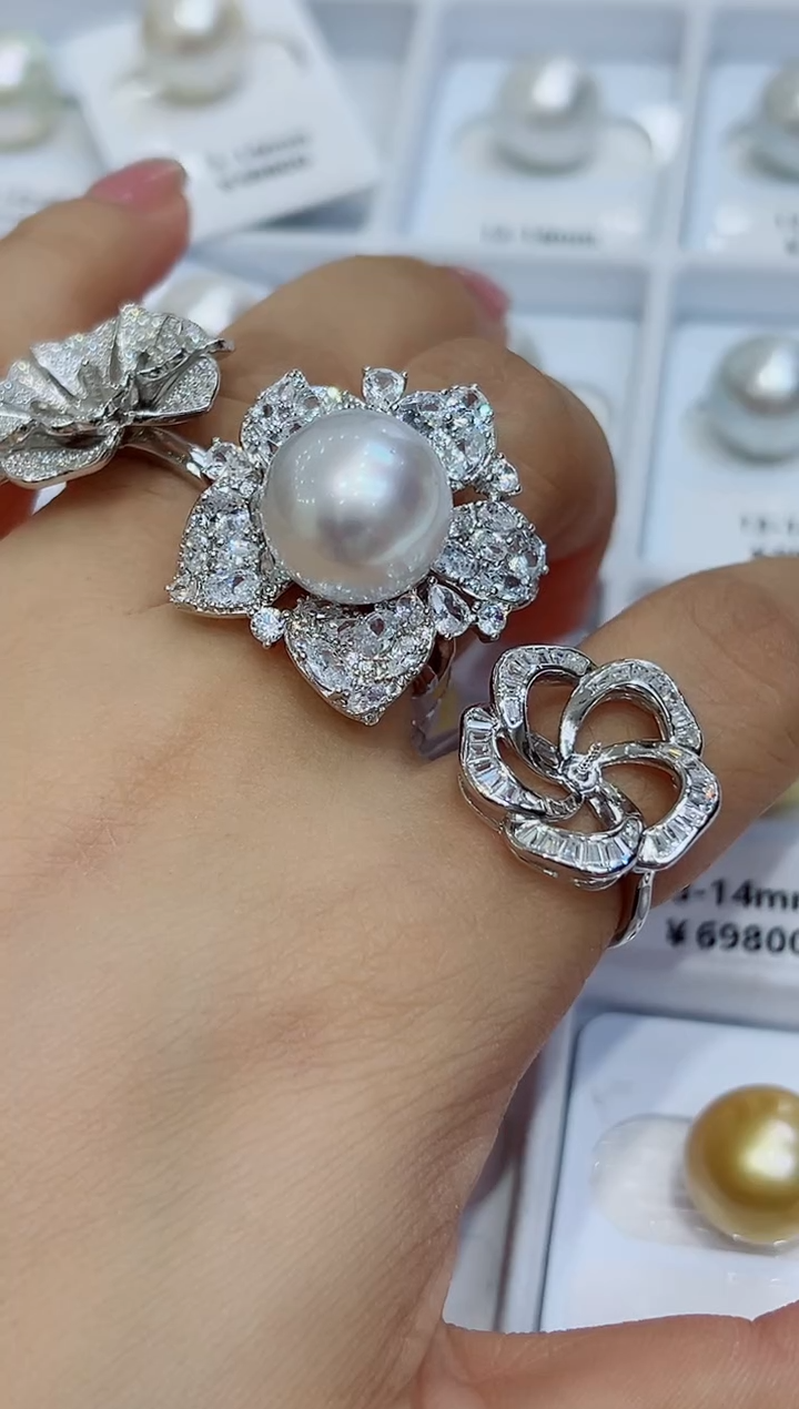 未镶嵌耳钉海水珍珠澳白13-14定99不退换总价1000