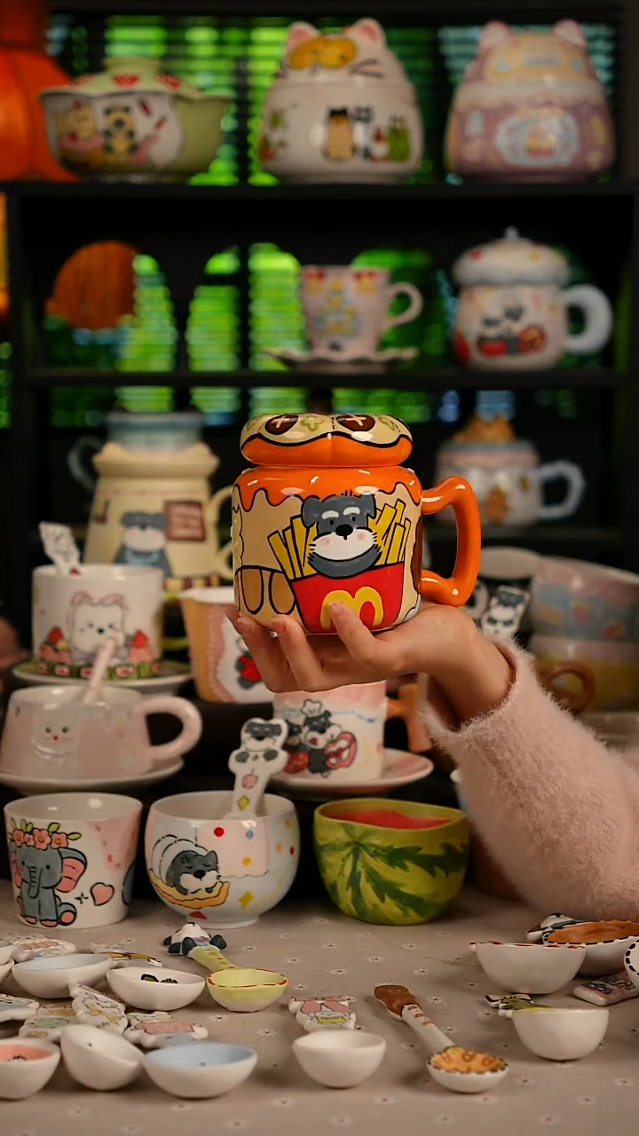 陶瓷无盖款景德镇高温釉下彩纯手绘创意瓷