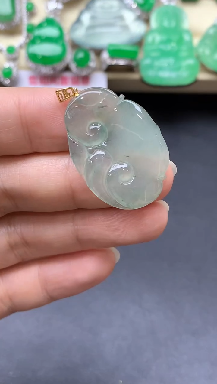 颈饰18K金镶嵌翡翠72-中国好珍宝