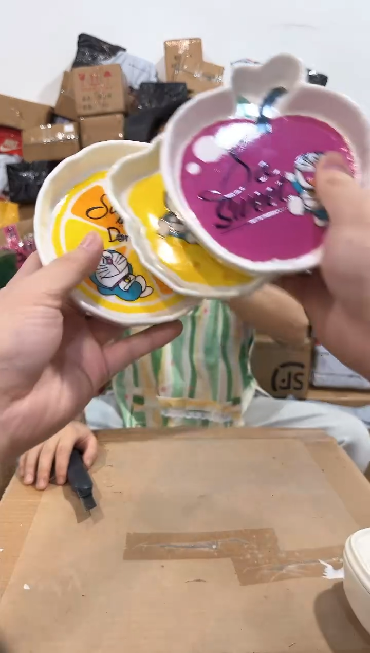 瓷片叮当猫水果盘3件套